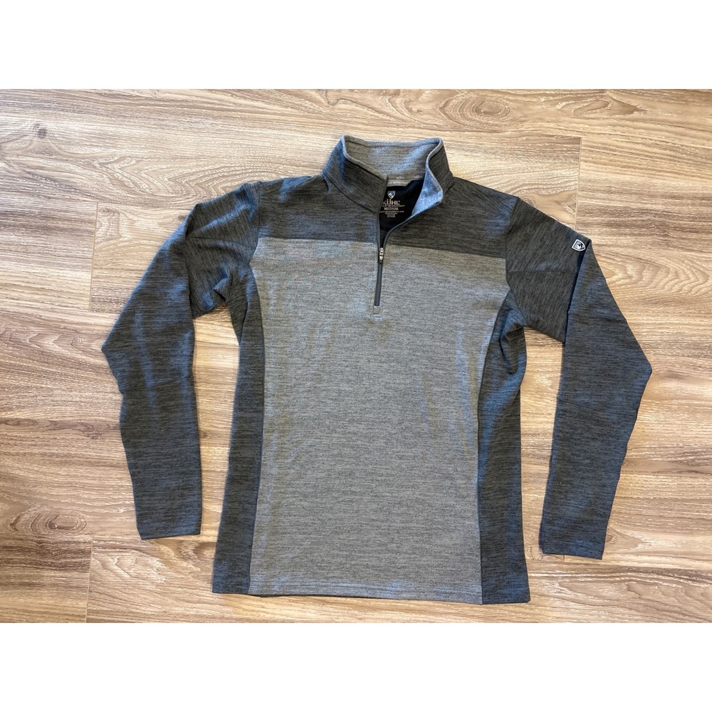 Kuhl Mens Quarter Zip Pullover Grey Heather Colorblock Thumbhole Size M RN108846